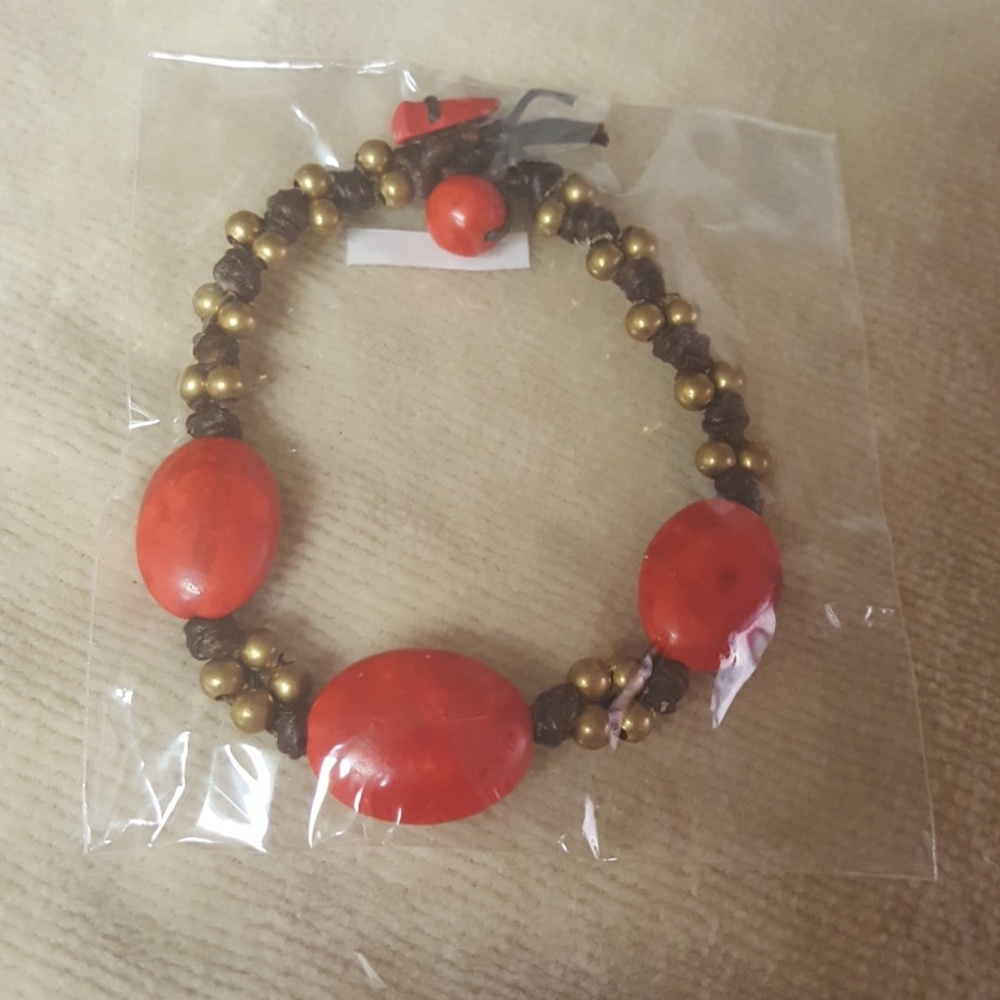 Red Beaded Karma and Luck black knot/loop Bracelet